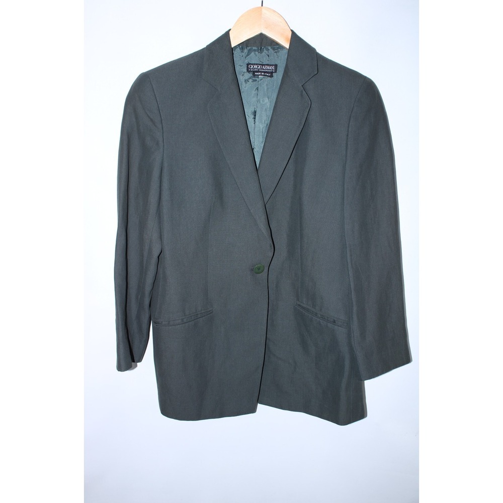 Giorgio Armani Women's Size 44 Dark Green Vintage Single Button Blazer Jacket